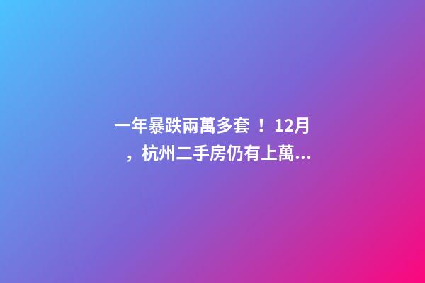 一年暴跌兩萬多套！12月，杭州二手房仍有上萬套房源降價(jià)